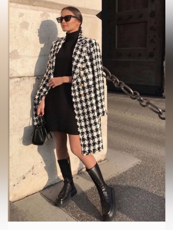 Zara Jackets & Blazers - ZARA L Black & White Houndstooth Coat - Womens Jacket